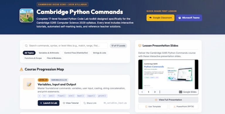 Cambridge IGCSE Computer Science 2029: A New Python Course for 0265